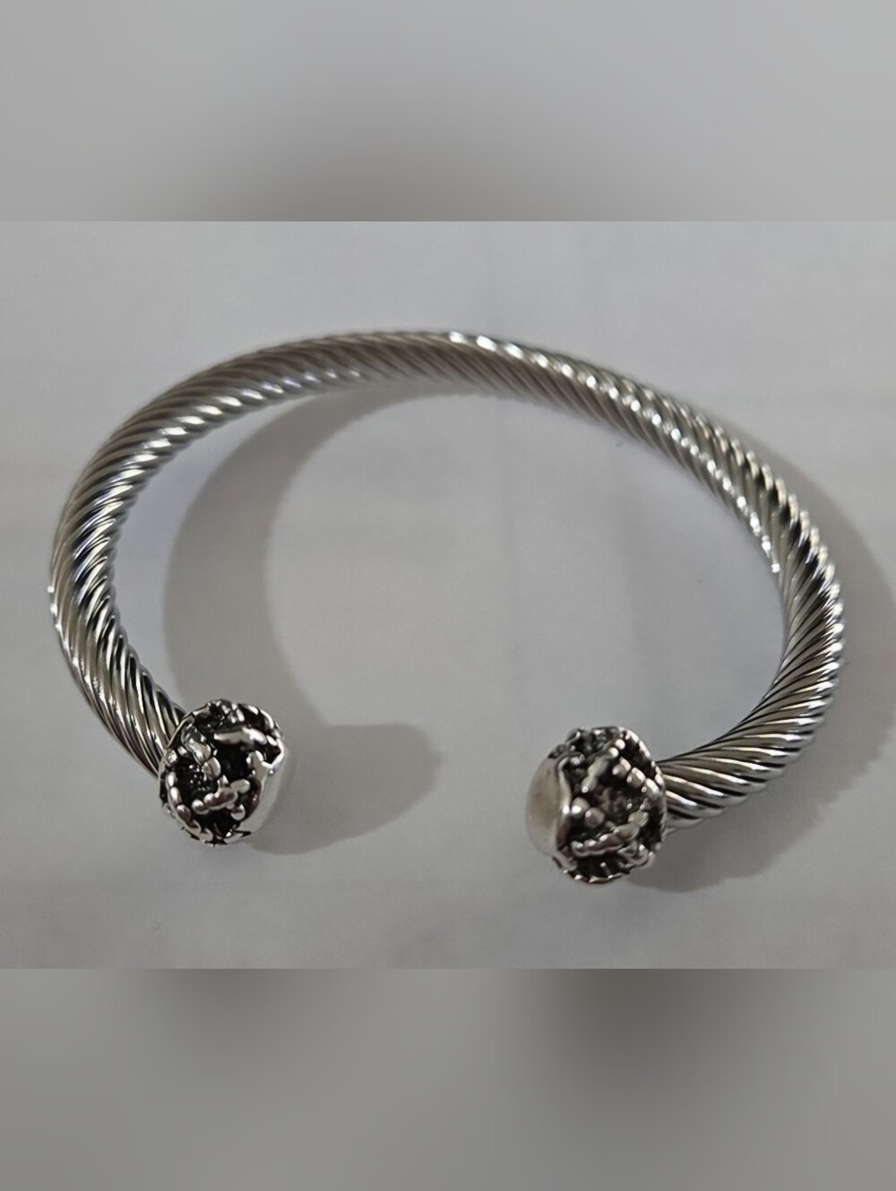Ribbed adjustable cuff bracelet w/ Silver Stone caplets. Designer Looks 4 Less